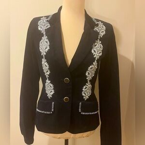 Spy Zone Exchange Velvet Elegant Black Embellished Women's Jacket, size Small